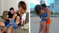 play La adolescente brasileña delgada Jenni apenas legal se pone travieso para un beso y más